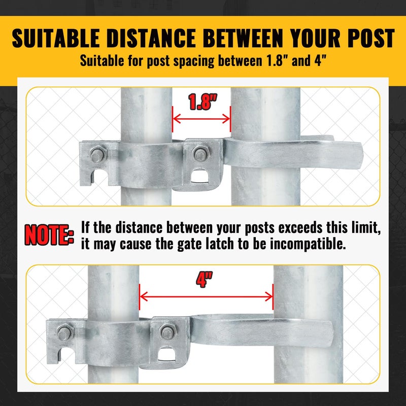VIVIDA Chain Link Gate Latch 1-3/8"" x 2-3/8"", Fence Fork Latch for Metal Gates with Padlock Hole, Galvanized Steel, Chain Link Fence Parts, 1 PCS - Image 2
